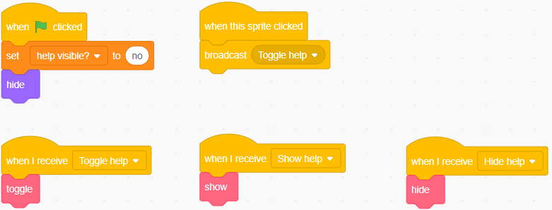 Help screen, scripts