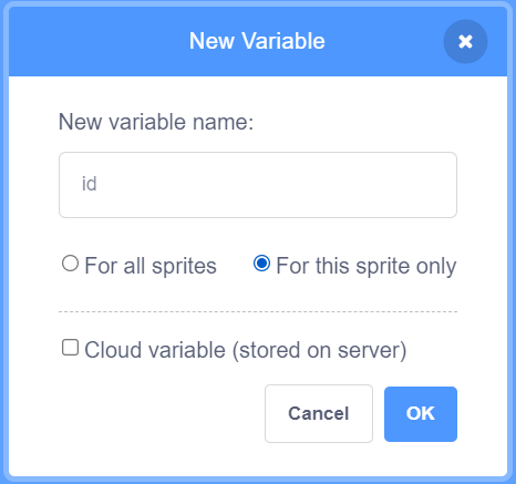 All Objects, new variable id
